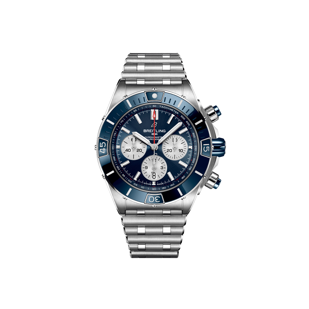 Dit Breitling horloge behoort tot de Breitling Chronomat collectie. 
Referentienummer: AB0136161C1A1
Caliber: Breitling 01 (Manufacture)
