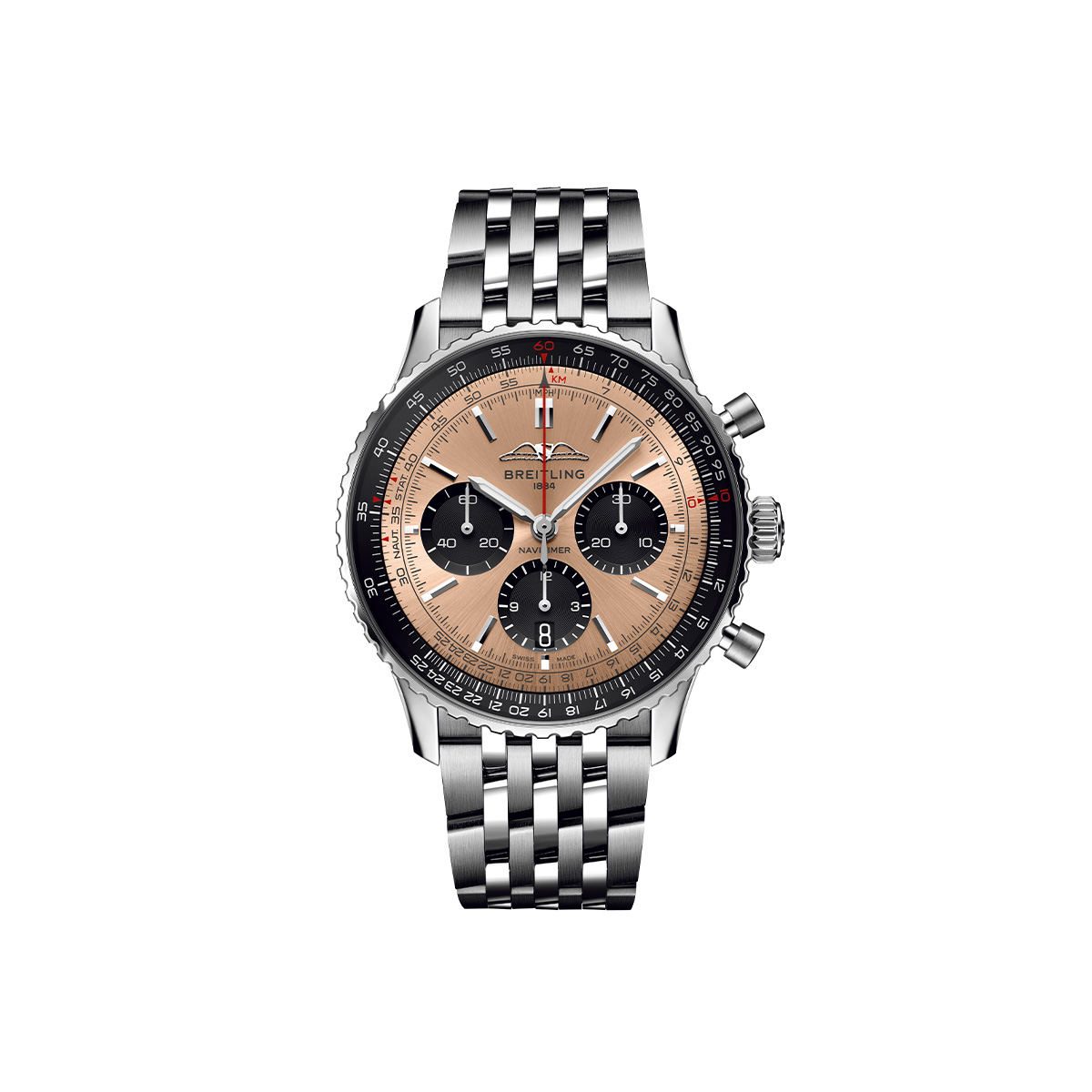 Dit Breitling horloge behoort tot de Breitling Navitimer collectie. 
Referentienummer: AB0138241K1A1
Caliber: Breitling 01 (Manufacture)
