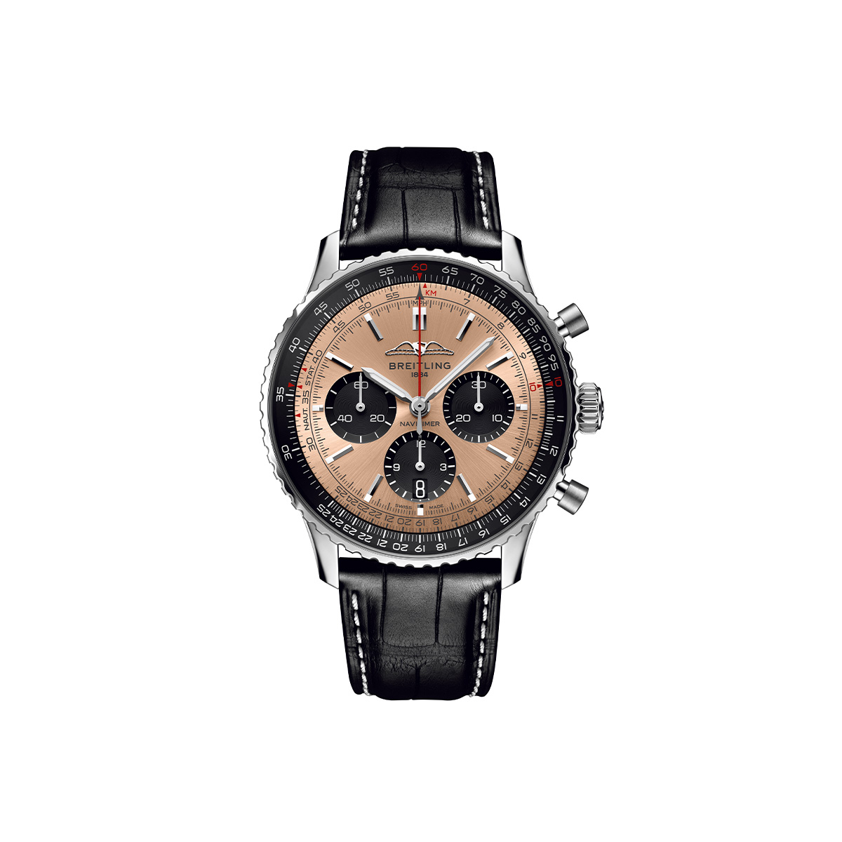 Dit Breitling horloge behoort tot de Breitling Navitimer collectie. 
Referentienummer: AB0138241K1P1
Caliber: Breitling 01 (Manufacture)
