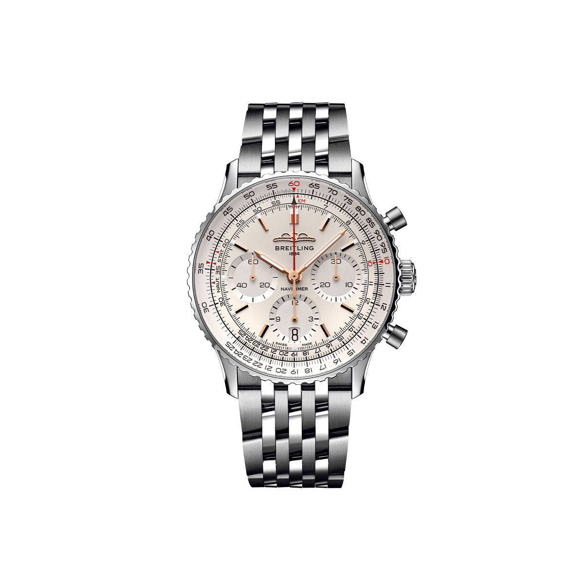Dit Breitling horloge behoort tot de Breitling Navitimer collectie. 
Referentienummer: AB0139211G1A1
Caliber: Breitling 01 (Manufacture)
