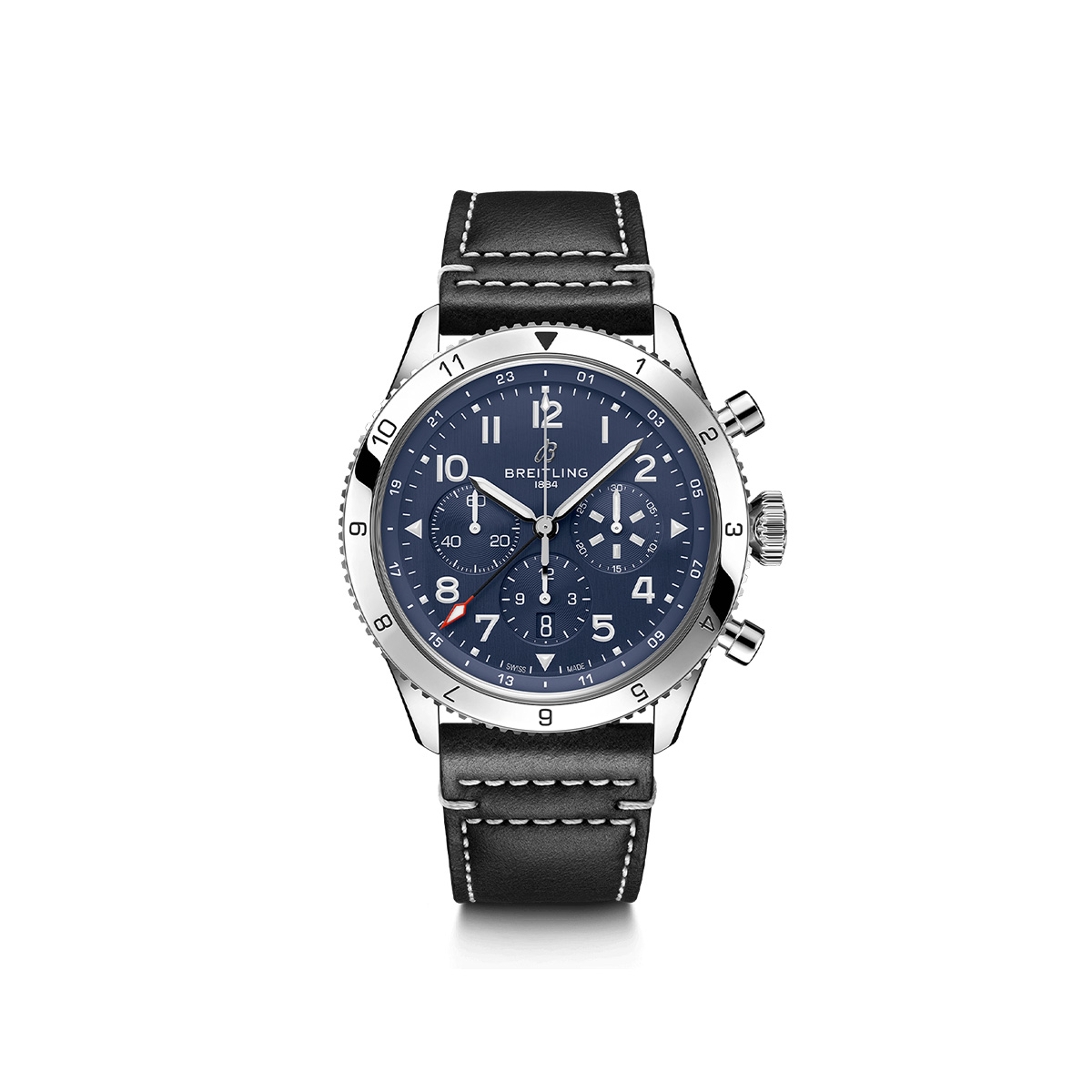 Dit Breitling horloge behoort tot de Breitling Classic AVI collectie. 
Referentienummer: AB04451A1C1X1
Caliber: Breitling 04 (Manufacture)
