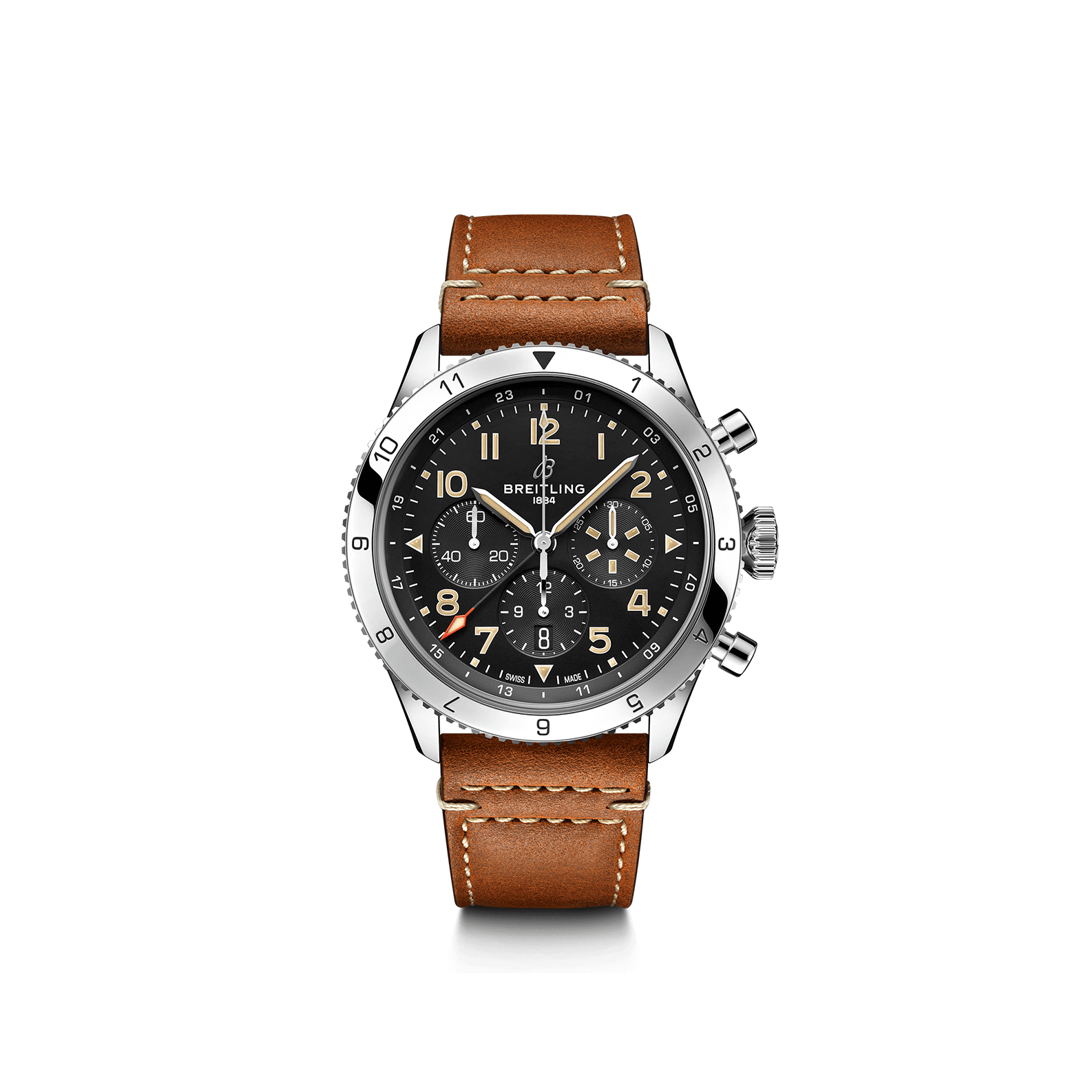 Dit Breitling horloge behoort tot de Breitling Super AVI collectie. 
Referentienummer: AB04453A1B1X1
Caliber: Breitling 04 (Manufacture)
