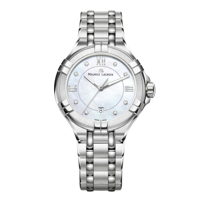 Maurice Lacroix - Aikon staal dames brac. met totaal 0.04 crt diamant en saffierglas 100m WR AX02159