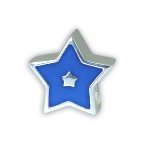 bedel zilver/emaille ster blauw