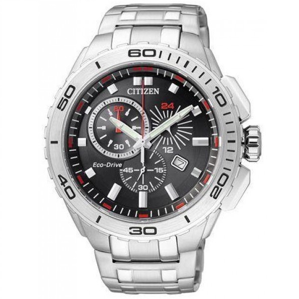 Citizen - staal heren chrono 100m WR Mineraalglasglas Eco-Drive