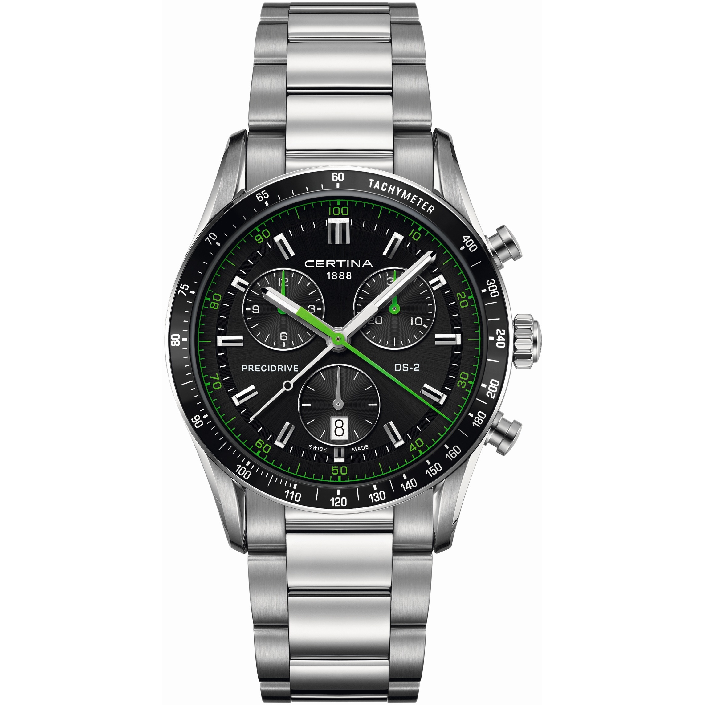 DS-2 Precidrive chrono staal heren brac. met saffierglas 100m WR