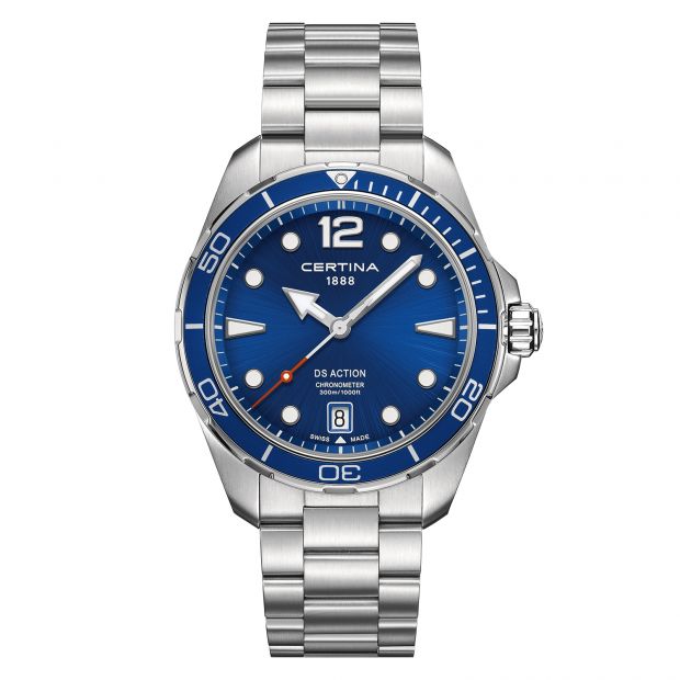 Certina DS Action Diver Quartz COSC

Artikelnummer C0324511104700

Collectie - CertinaDS Action Diver, Herenhorloges

Tijdsweergave Analoog

Uurwerk Quartz

Tijdfuncties Datum

Kastvorm Rond

Kastmateriaal Staal

Kastkleur Metaal Wit i.c.m., Blauw

Wijzerplaat Blauw

Glas Saffierglas

Waterdichtheid 300m

Horlogeband Staal

Bandkleur Metaal Wit

Sluiting Vouwsluiting

Bijzonderheden COSC, Schroefkroon

3 jaar garantie

Kasthoogte 43 mm

Kastbreedte 43 mm