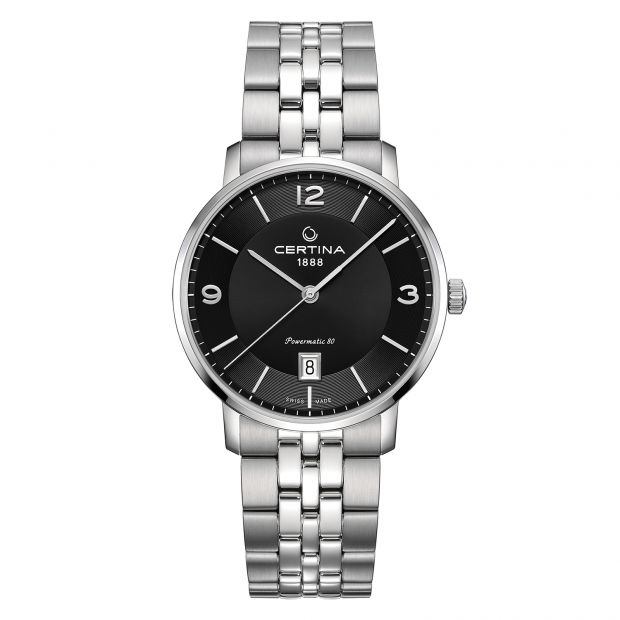 DS Caimano staal heren brac. Powermatic. met datum en saffierglas 100m WR