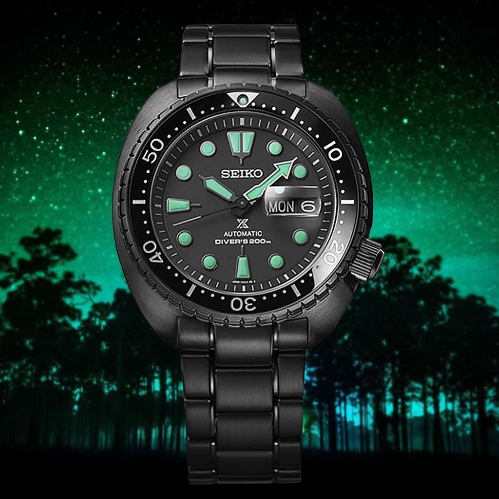 Dit Seiko  Black Series Prospex herenhorloge is bekend onder Seiko-referentienummer SRPK43K1.Het horloge heeft een mechanisch uurwerk met automatische opwindfunctie dat geplaatst is in een edelstalen met PVD gekleurde kast. Op de zwarte wijzerplaat is analoge tijdsweergave zichtbaar. Aan de kast zit een zwarte met PVD gekleurde stalen horlogeband met een vouwsluiting.

Het mechanisch uurwerk met automatische opwindfunctie biedt u datum-aanduiding, dag-aanduiding, als tijdfunctie(s). De ronde horlogekast is 200m waterdicht en voorzien van een saffierglas.