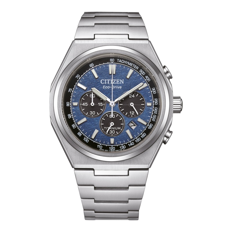 Citizen - Titanium chronograaf blauw 100m WR, Saffierglas Eco-Drive Cal: B620 - CA4610-85L