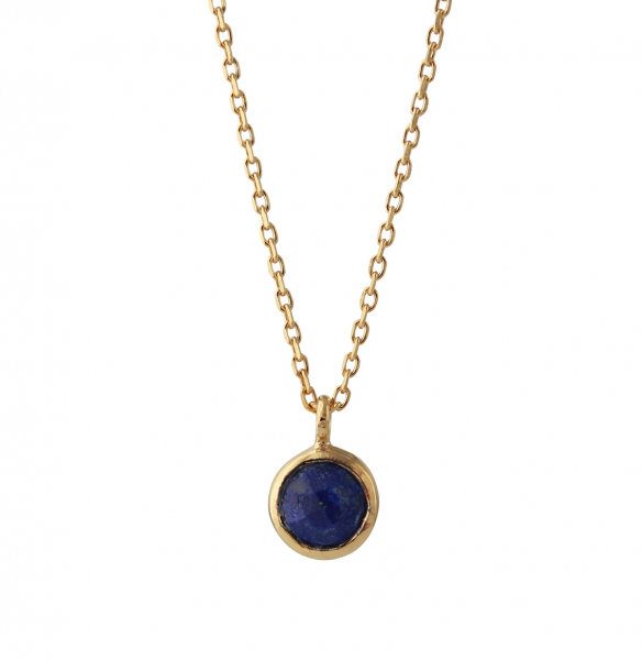 Campur verguld collier met Lapis Lazuli hanger 5mm., lengte 40+5cm.