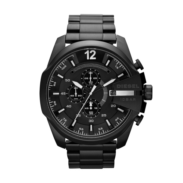 Diesel mega chief herenhorloge black coated chronograaf