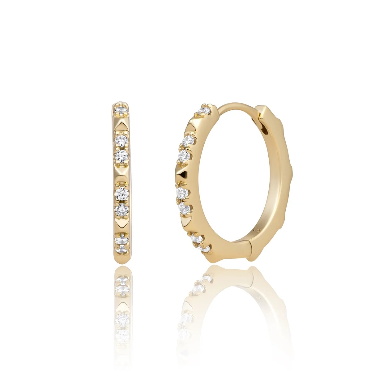 Earrings Mini Edge Earrings Gold-CZ