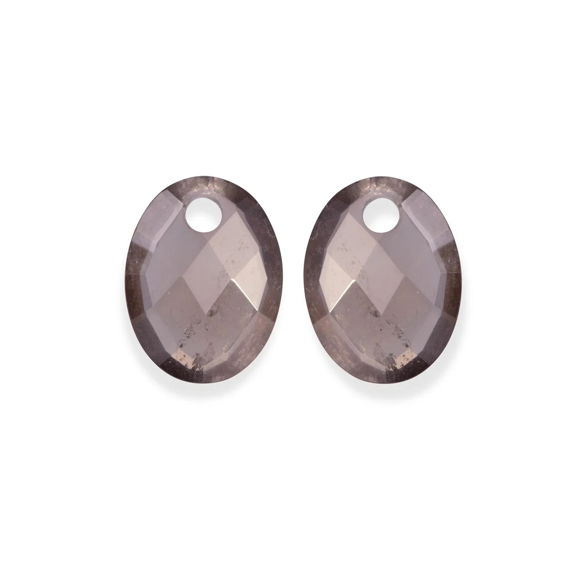 Sparkling Jewels - Earstones, Medium Oval - Smokey Quartz