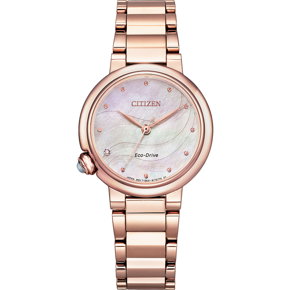 Citizen - Dames polshorloge Elegance, Rosé PVD, 50m WR, Saffierglas