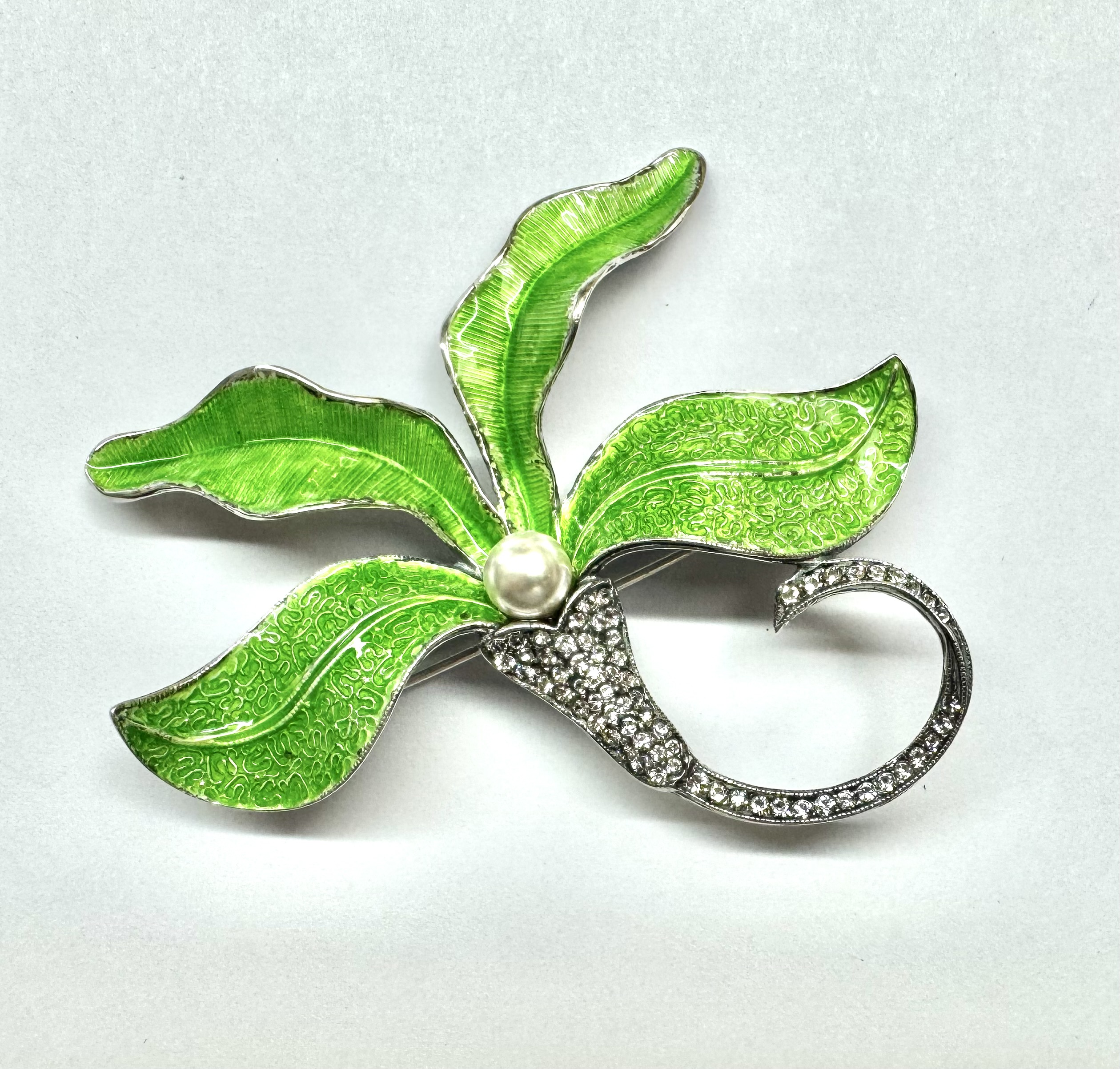 Zilver bloem emaille