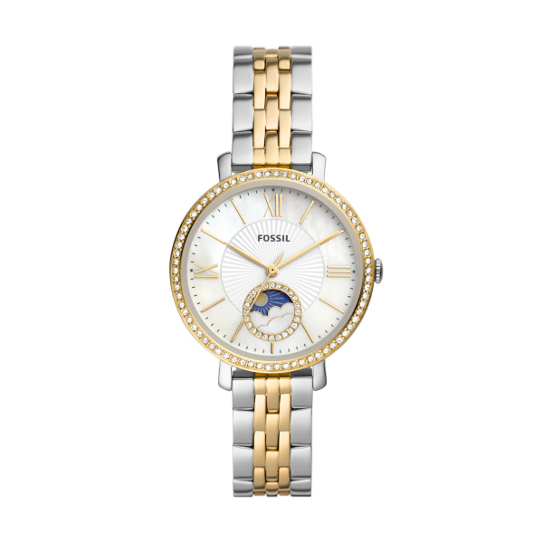 Bicolor dameshorloge met zirkonia's in de lunette. Dit horloge heeft een elegante en luxe uitstraling.