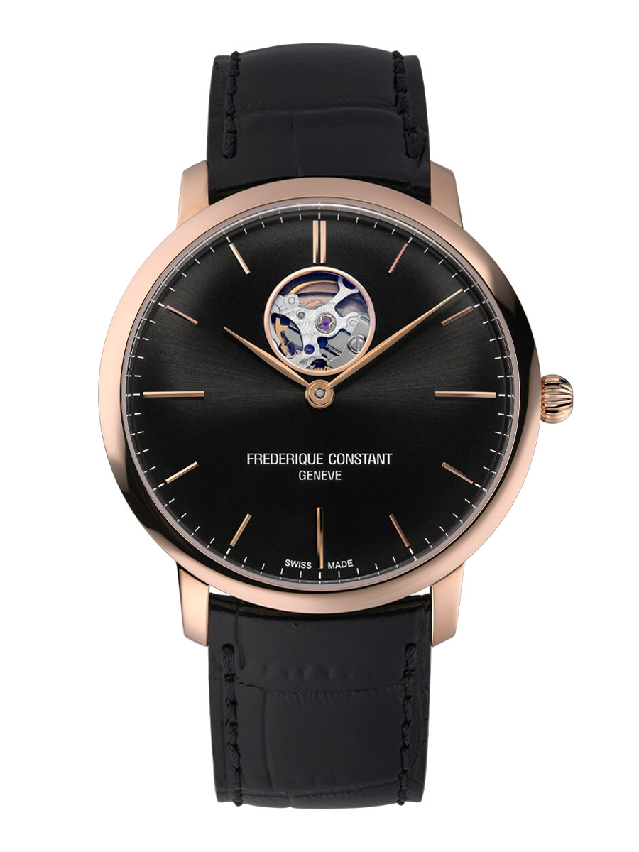 Dit Frederique Constant Heartbeat Slimline herenhorloge is bekend onder Frederique Constant-referentienummer FC-312B4S6. Het horloge heeft een mechanisch uurwerk met automatische opwindfunctie dat geplaatst is in een edelstalen kast. Op de zwarte (deels) doorzichtige wijzerplaat is analoge tijdsweergave zichtbaar. Aan de kast zit een zwarte lederen horlogeband met een vouwsluiting.

Het mechanisch uurwerk met automatische opwindfunctie biedt u alleen de tijd als tijdfunctie(s). De ronde horlogekast is 30m waterdicht en voorzien van een saffierglas.