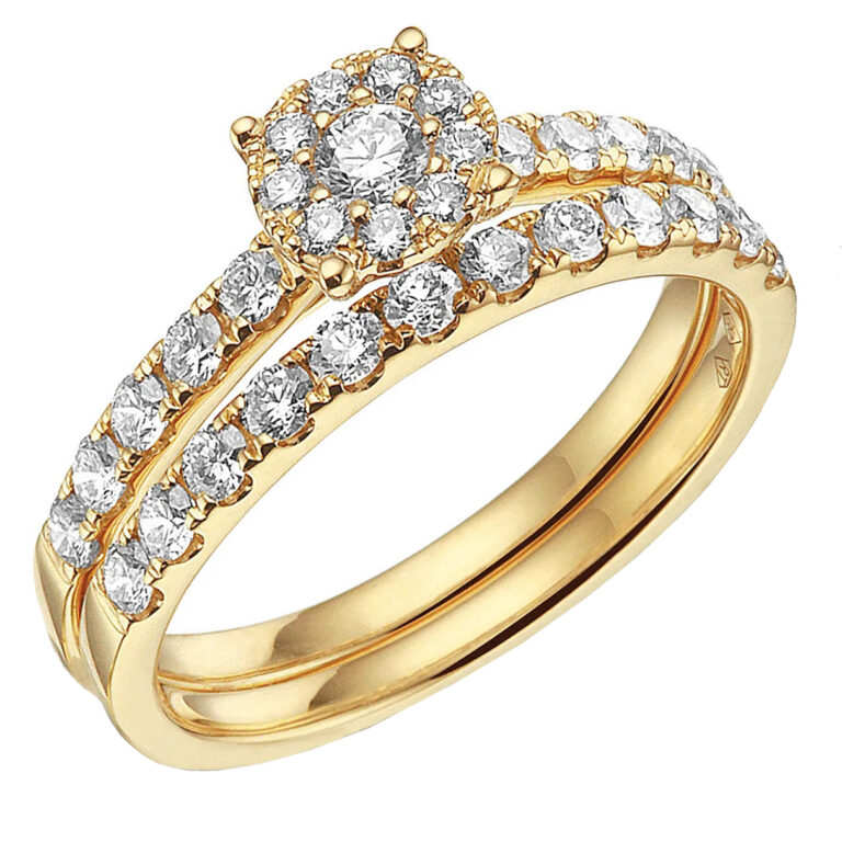Deze luxe ring van Louis Bros is vervaardigd uit 18 karaat geelgoud (5.19 gr.) en is gezet met 32 briljant geslepen diamanten met een totaalgewicht van 0.84 ct. Deze gouden ring inclusief bijpassende aanschuifring met briljant is een schitterende eye catcher. De versierde scheen geeft de ring een extra rijke uitstraling.
Deze ring is in meerdere maten verkrijgbaar.

Verkrijgbaar vanaf 0.25crt .
Leverbare goudkleuren: 14/18kts geelgoud, 14/18kts witgoud, 14/18kts roségoud en alle bicolor combinaties.