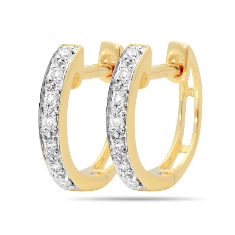 Geel gouden Creolen 14k 
Bezet met briljant geslepen diamanten.
0.07 CT
H-SI

(Al onze diamanten sieraden worden gecertificeerd geleverd)

