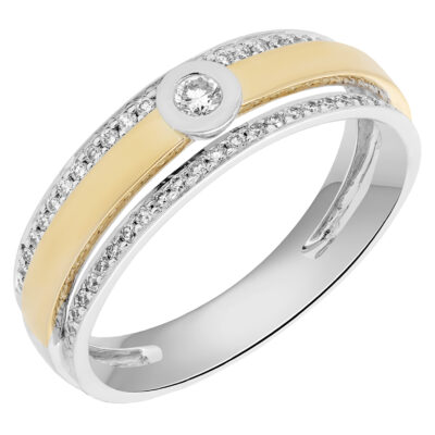 Deze prachtige ring van Louis Bros is vervaardigd uit 14 karaat bicolor (3.56 gr) en is gezet met 53 briljant geslepen diamanten met een totaalgewicht van 0.30 crt.

Verkrijgbaar vanaf 0.10crt .
Leverbare goudkleuren: 14/18kts geelgoud, 14/18kts witgoud, 14/18kts roségoud en alle bicolor combinaties.