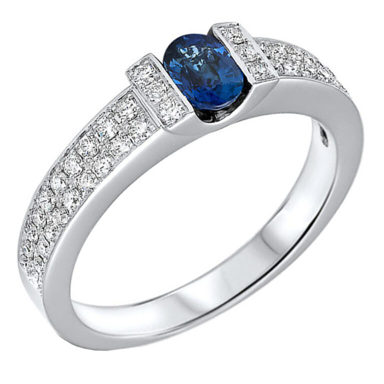 Deze prachtige ring van Louis Bros is vervaardigd uit 14 karaat witgoud (4.06 gr) en is gezet met 1-0.36 saffier/46-0.35 briljant geslepen diamanten,

Verkrijgbaar vanaf 0.10crt .
Leverbare goudkleuren: 14/18kts geelgoud, 14/18kts witgoud, 14/18kts roségoud en alle bicolor combinaties.