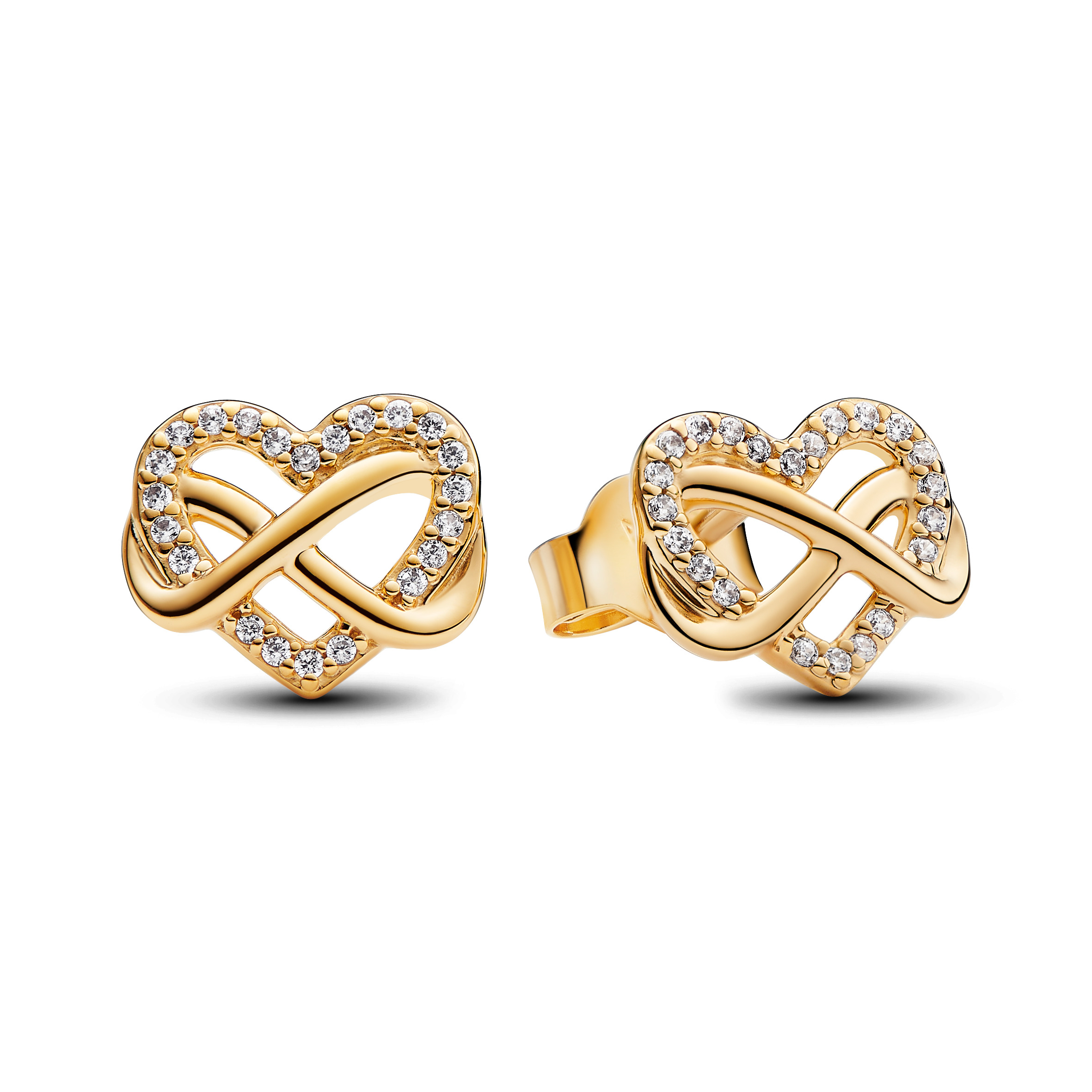 Pandora - Infinity Heart vergulden oorstekers bezet met zirkonia's, 10x8.4mm - 262667C01