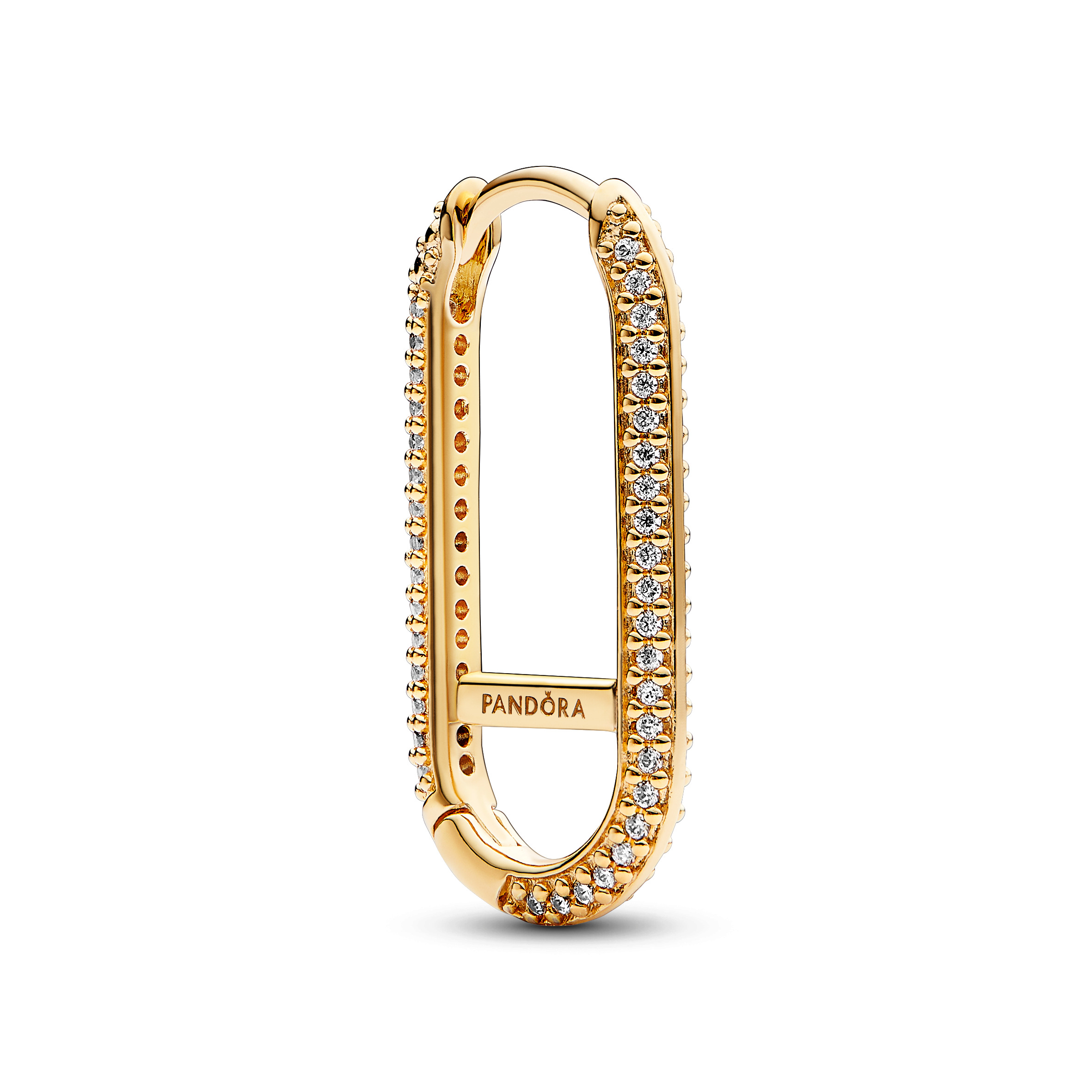 Gold-plated elongated hoop, let op 1 stuk (géén paar)
