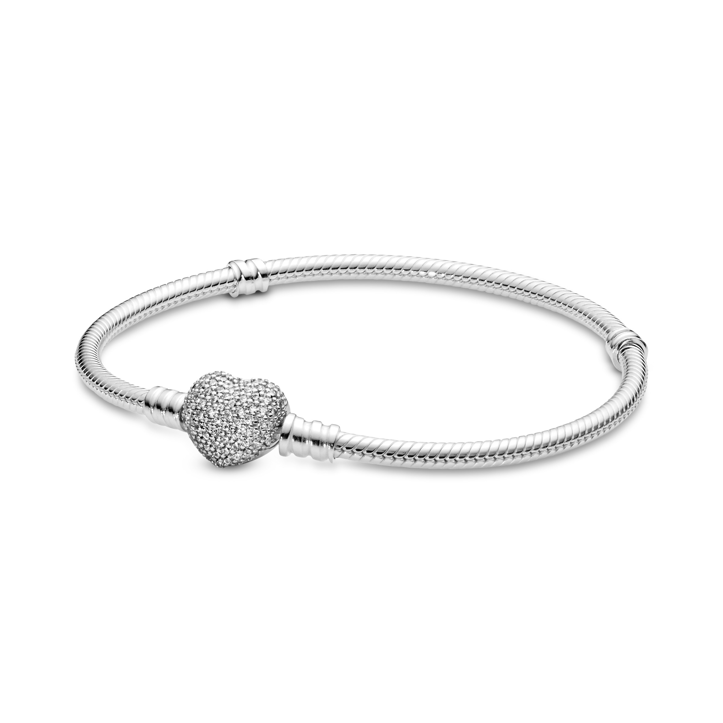 Pandora Moments Sprankelende Snake Chain Armband met Hartsluiting
