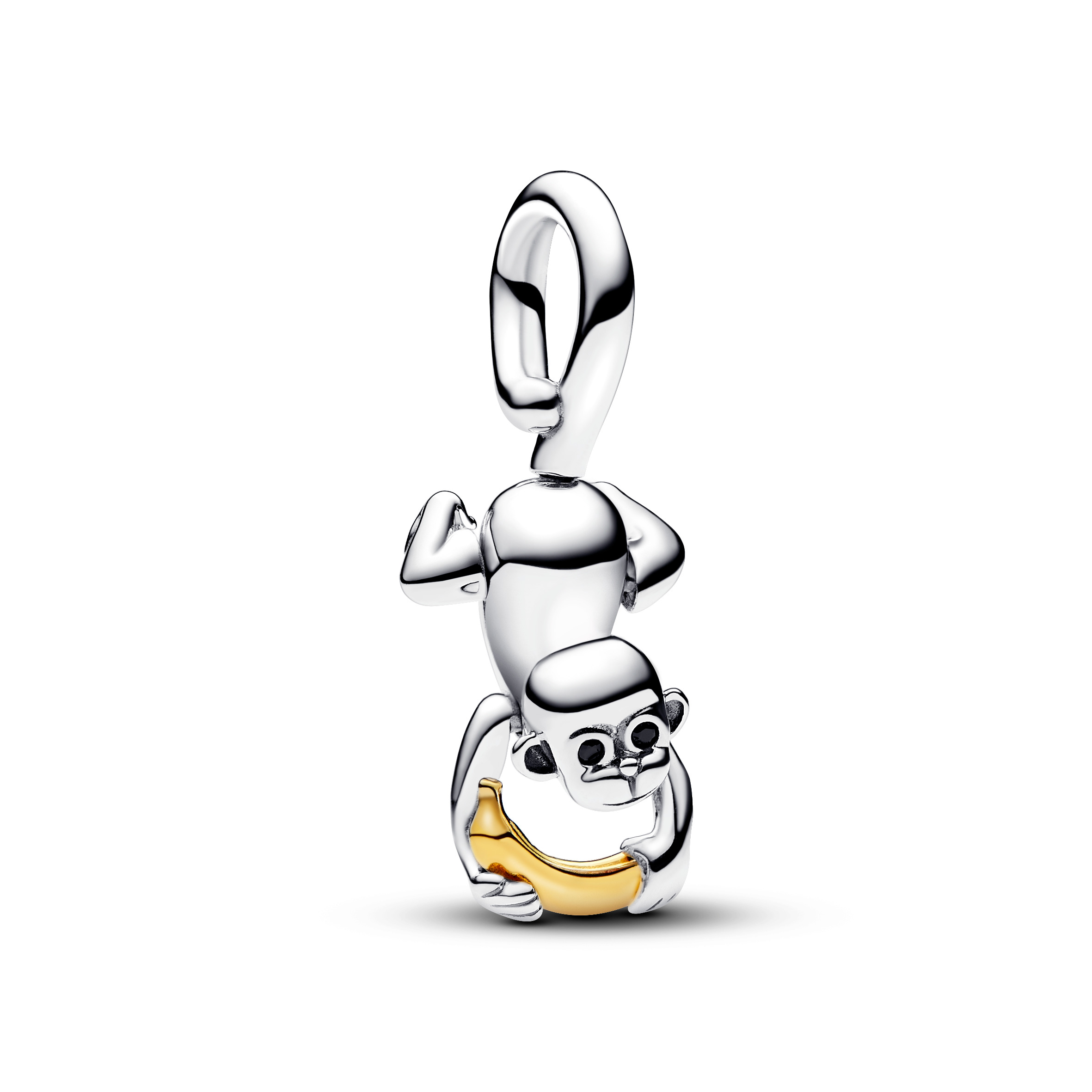 Pandora - Movable monkey sterling silver, deels verguld bezet met zwart kristal en zirconia's - 763343C01