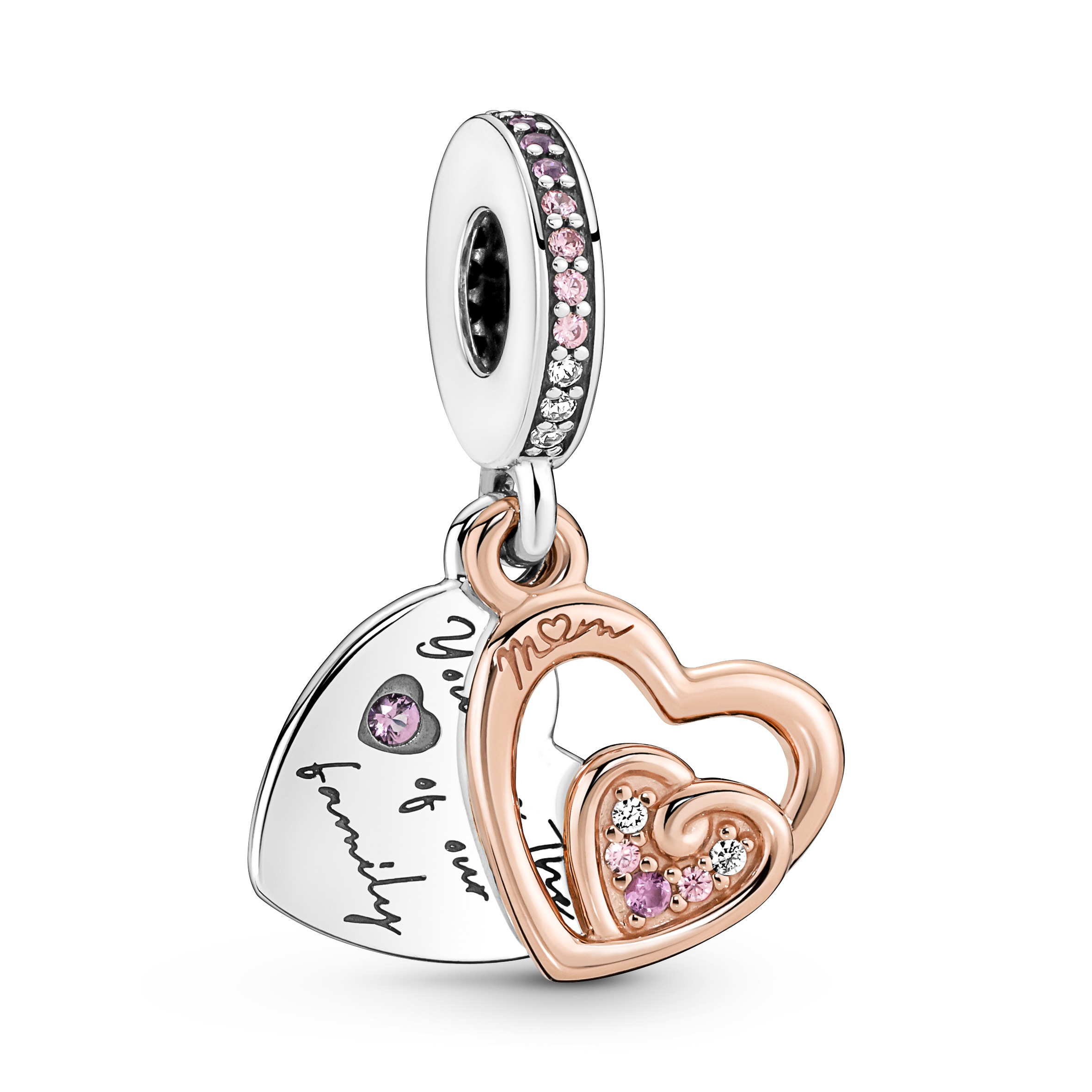 Pandora - double heart rose gold-plated
