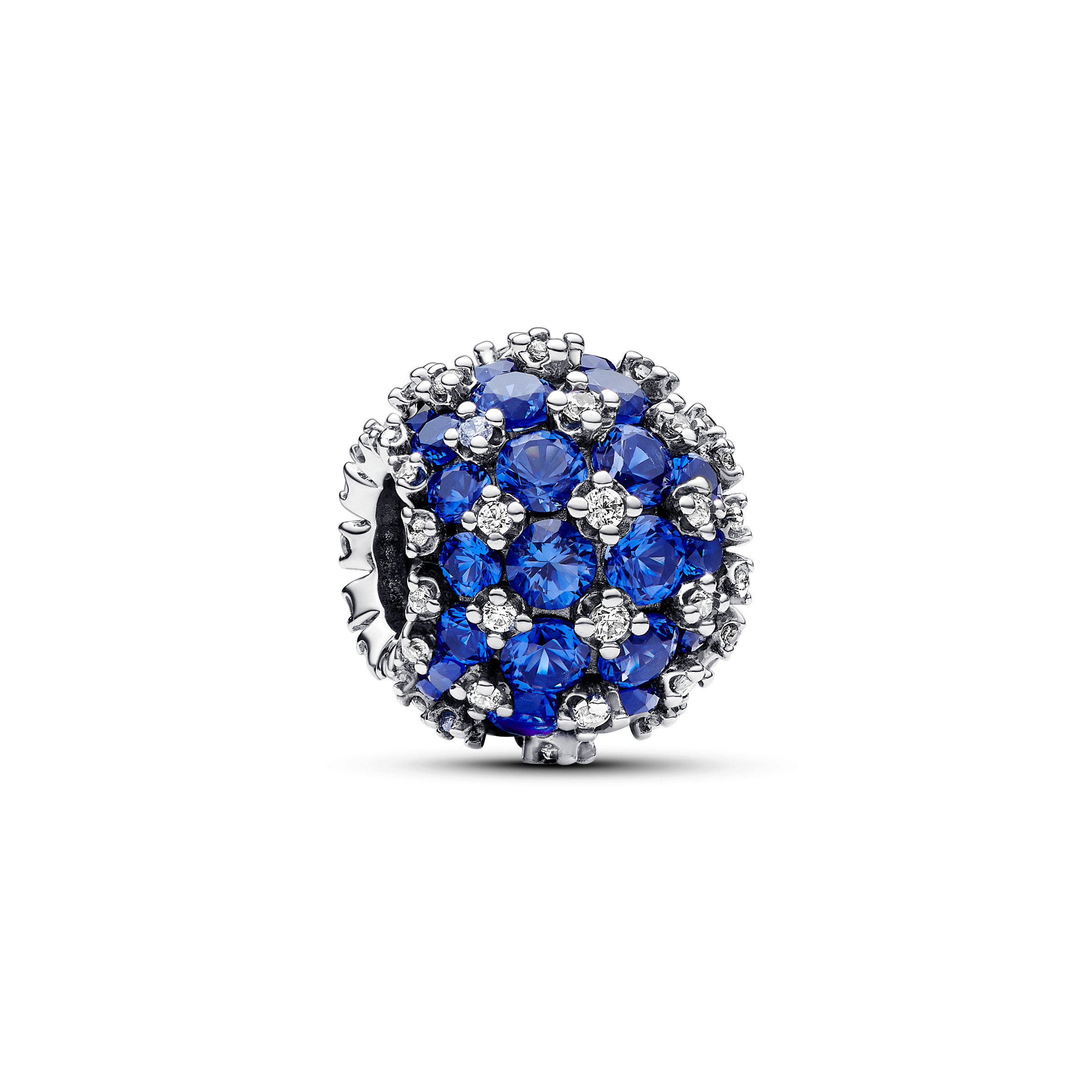 pandora Sterling silver charm with princess blue crystal and clear cubic zirconia