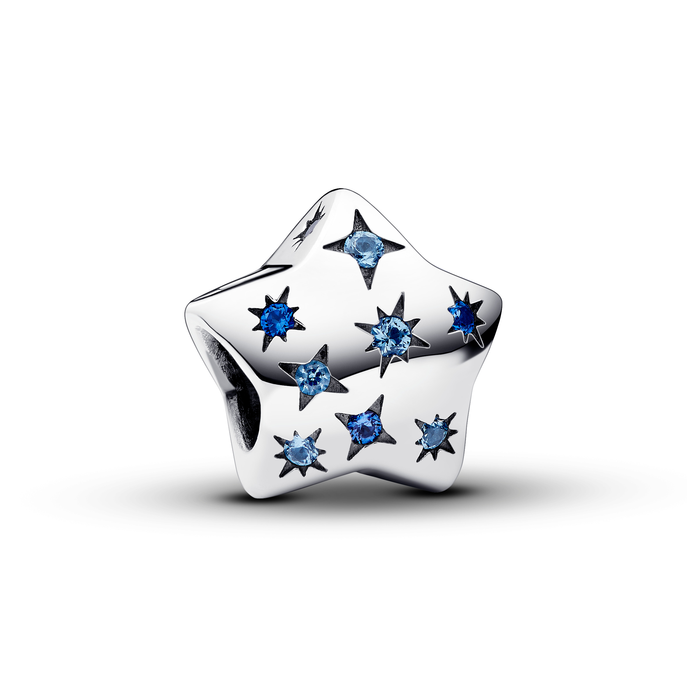 Pandora Star sterling silver charm with stellar blue and icy blue crystal - 792974C01