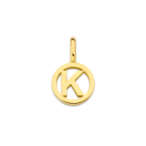 Minioro gouden hanger/bedel munt open met letter naar keuze