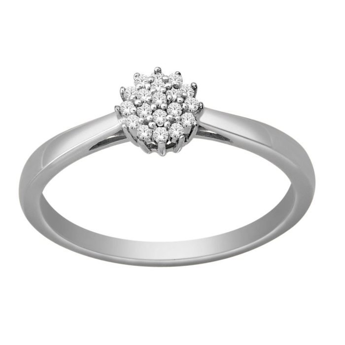 IDN 14kt. witgouden entouragering met 19 diamanten, totaal 0.10ct, TW-SI, op maat 17.5