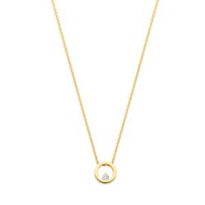 Minioro gouden collier cirkel 8mm. met 1x0.04ct. De ketting Circle 004 is een elegante toevoeging aan onze Circle Collectie.

Deze ketting kenmerkt zich door een prachtige diamant van 0.04 ct als stralend middelpunt van de cirkel, wat een subtiele en toch opvallende uitstraling creëert.

De Circle 004 symboliseert tijdloze elegantie en moderne verfijning, waardoor het een veelzijdige keuze is voor elke gelegenheid.

Voeg een vleugje schittering toe aan je look met deze prachtige ketting Circle 004!