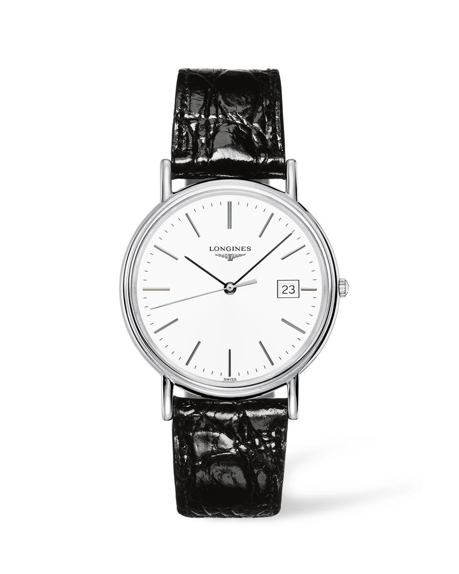 De Longines Presence is voorzien van een Quartz uurwerk en de kast is gemaakt van Staal. Het horloge heeft een diameter van 38.5 mm en is getest op een waterdichtheid van 3 ATM / 30 meter. De horlogeband is gemaakt van Leer.