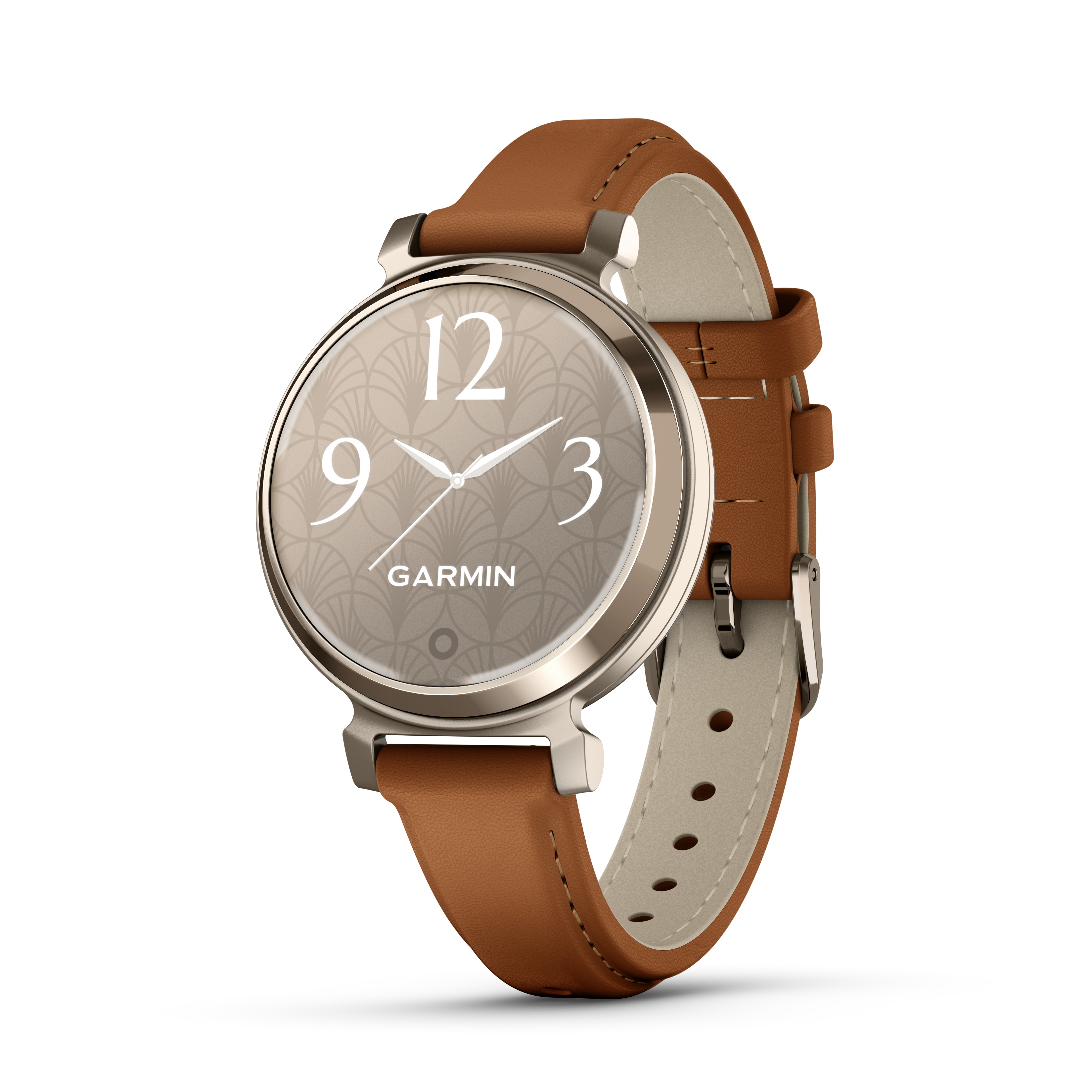 Dit modieuze dameshorloge van Garmin behoort tot de Lily 2 collectie. Het model met referentienummer 010-02839-02 is uitgevoerd met een "Cream Gold" aluminium lunette en kunststof achterkast. Aan de horlogekast zit een comfortabele "geelbruine" lederen horlogeband met "Cream Gold" gesp sluiting. Dit stijlvolle Garmin Lily 2 model is bedoelt voor de moderne, stijlvolle dame die graag inzicht krijgt in haar eigen lichaam en gezondheid. Op het 25,4 mm. LCD display met een trendy motief die met een tikje een prachtig helder touchscreen onthult. Het gebruikte Corning Gorilla glas 3 is sterk en zorgt voor een goede afleesbaarheid, zelfs in helder zonlicht. De 5 ATM / 50 meter waterdichtheid zorgt voor goede waterdichtheid waardoor het horloge geschikt is om mee te douchen.

Dankzij de gezondheidsbewaking met 24/7 hartslaggegevens en fitnesstracking worden jouw activiteiten gemonitord zodat jij jouw gezondheid op #1 kan zetten. Het Garmin Lily 2 model is ook uitgevoerd met een Body Battery energie bewaker, slaapscore en cyclus tracking wat de drager unieke inzichten heeft in haar gezondheid. Gebruik de GPS functie op jouw smartphone zodat je jouw buiten activiteiten nauwkeurig kan volgen. Uw mobiel kwijt? De Garmin Lily 2 kan hem voor u terugvinden door een alarm naar de telefoon te sturen via de Garmin Connect-app. Daarnaast is het Garmin horloge voorzien van automatische zomertijd, wekker, stopwatch en het weer. Een nieuwe functie voor de Garmin Lily 2 is Garmin Pay, zo kan u altijd en overal betalen met uw horloge.