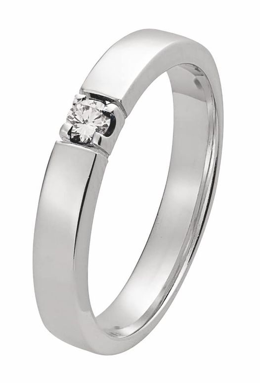 Eclat witgouden memoirering met 0.12ct. diamant