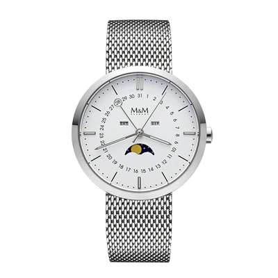 M&M Germany stalen maanstand horloge met milanese band