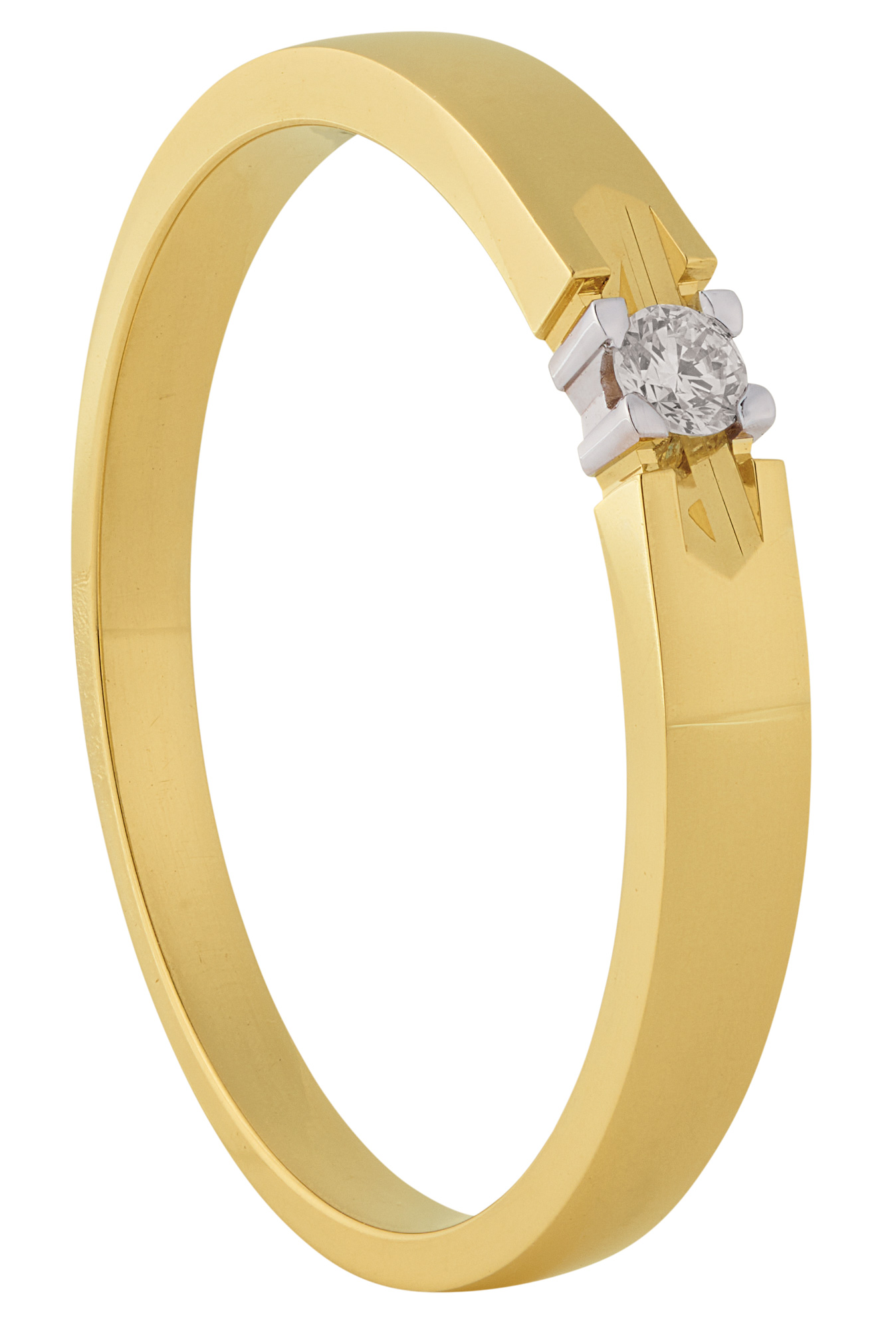 Eclat 14kt. bicolor gouden memoirering M404 met 0.05ct. diamant TW-VS op maat 17.5