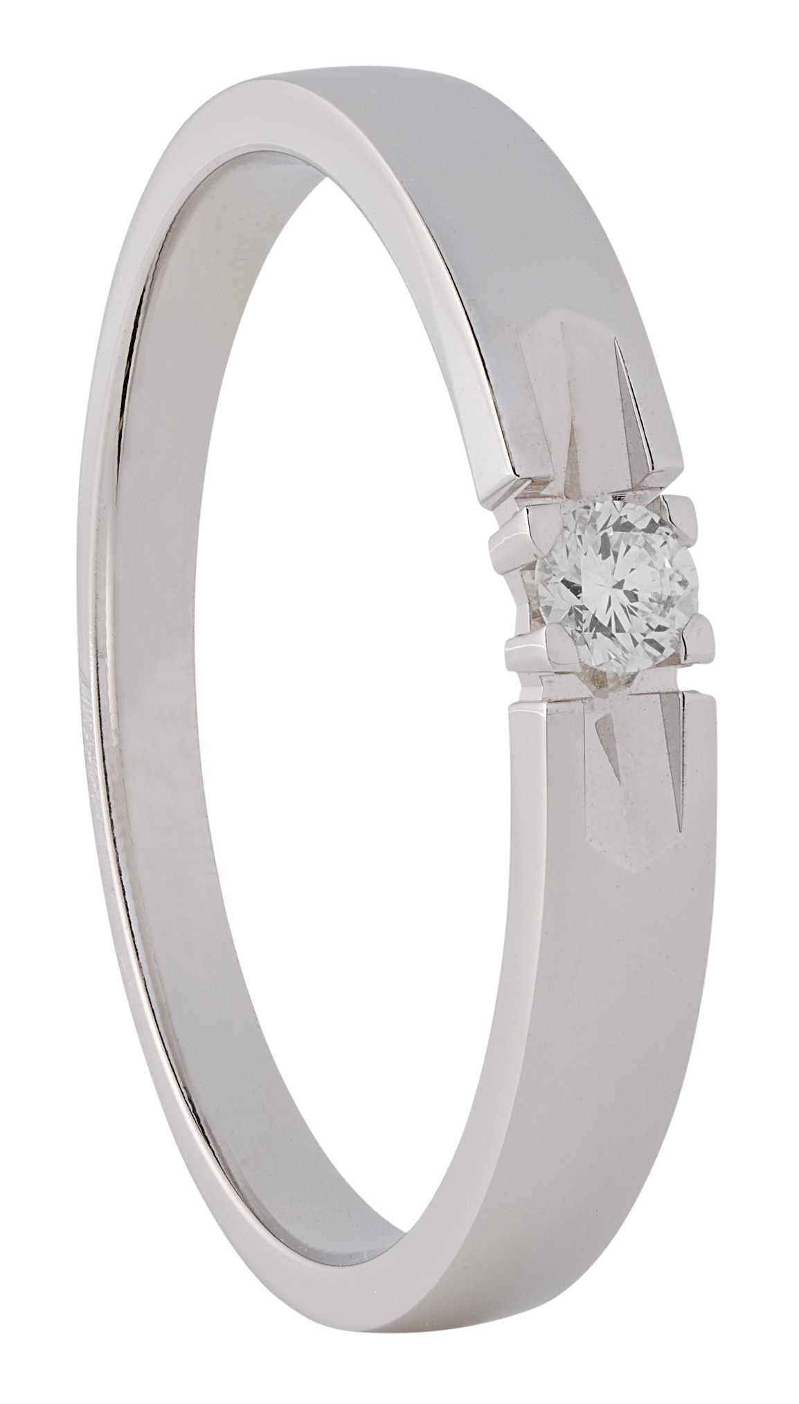 Eclat 14kt. witgouden memoirering met 0.05ct. diamant TW-VS op maat 17.5