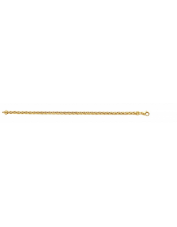 14 karaat gouden collier met 925 zilveren kern.  Spiga koord 45 cm lang geelgoud. Schakel 5 mm breed met karabijnhaak sluiting.