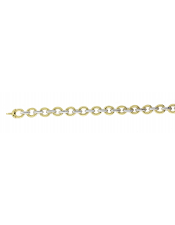 14 karaat gouden collier met 925 zilveren kern. Anker 45 cm lang bicolor wit- en geelgoud. Schakel 8 mm breed met karabijnhaak sluiting.