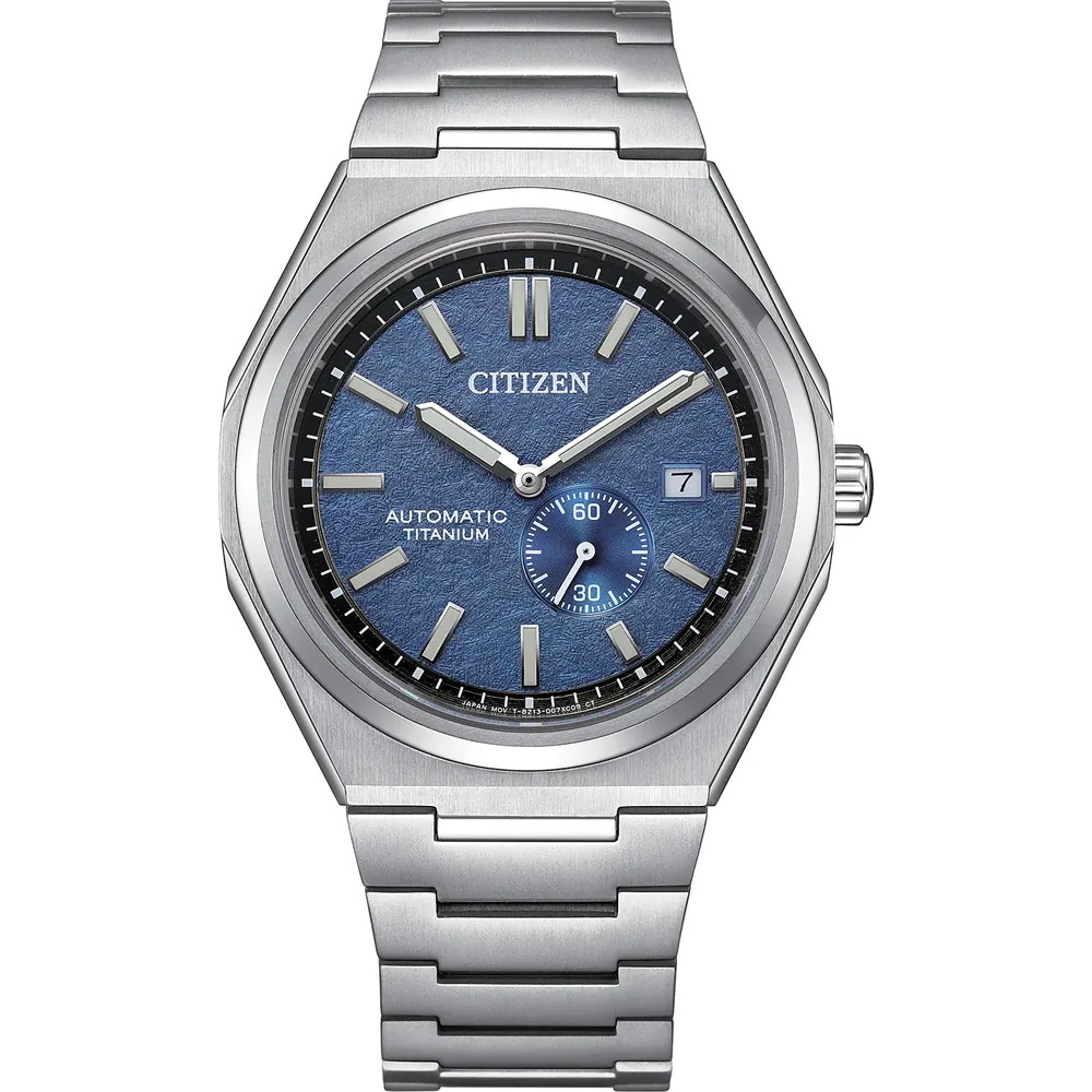 Citizen - Titanium Automaat Cal: 8213 blauwe wijzerplaat, 100m WR, Saffierglas, gedecentraliseerde secondewijzer - NJ0180-80L