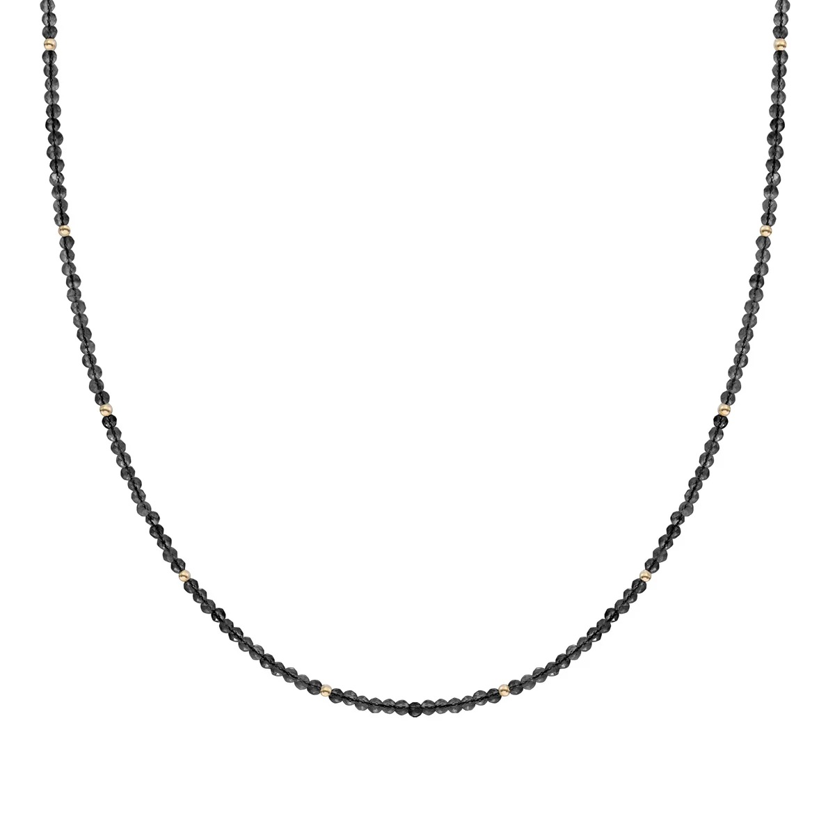 Sparkling Jewels - Beaded Necklace, 2mm Onyx - Doublé 42/44cm