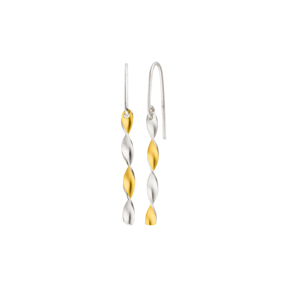 Manu Schmuck zilveren met 22kt. gouden oorhangers gedraaid