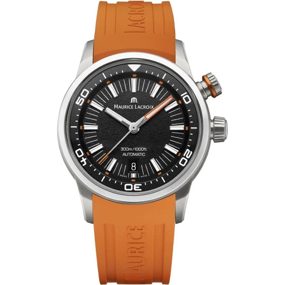 Maurice Lacroix - Pontos S Diver heren automaat met 2 extra banden zwart caoutchouc & nylon/leder zwart