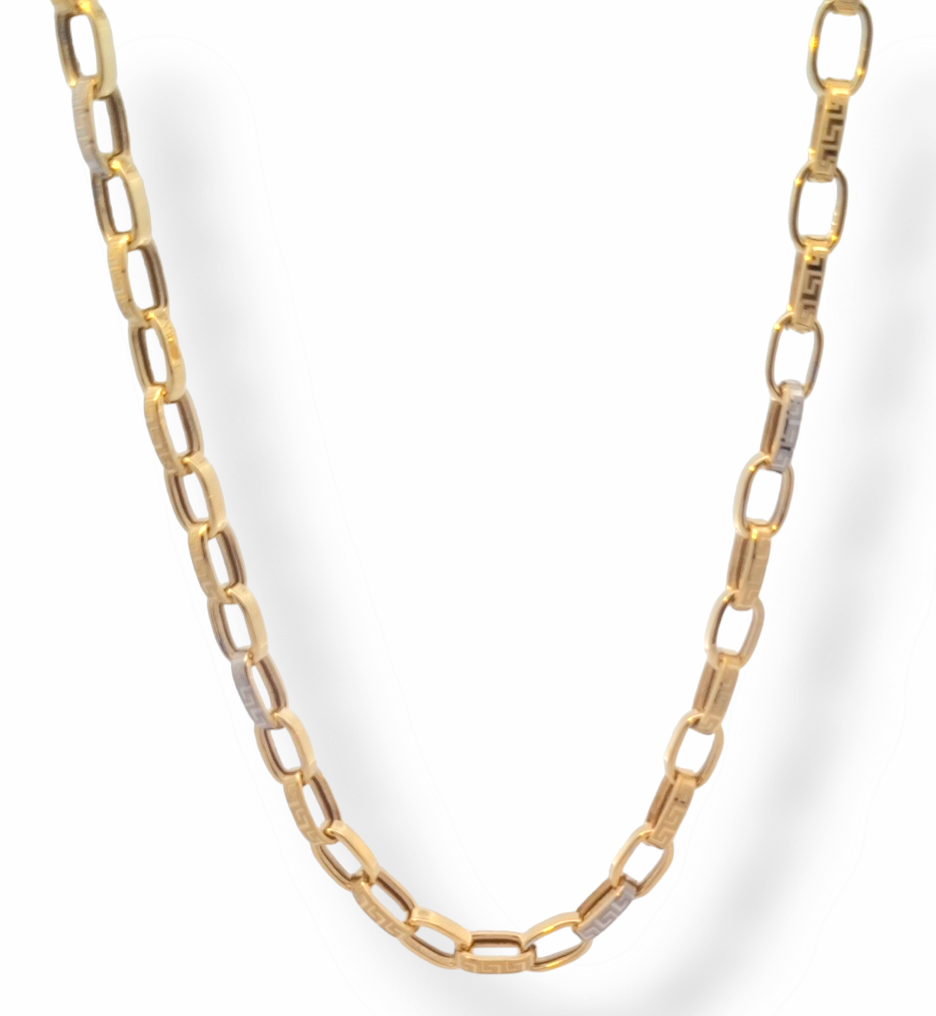 Dit unisex  collier van Louis Bros is vervaardigd uit 14 karaat bicolor (13.16gr.). Het collier heeft een lengte van 65 cm en een breedte van 5.35 mm. Dit collier is stijlvol en gemakkelijk te combineren.