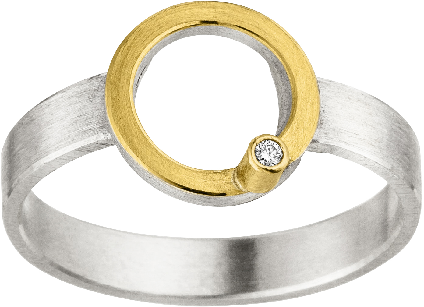 Manu Schmuck zilveren ring met 22kt. goud